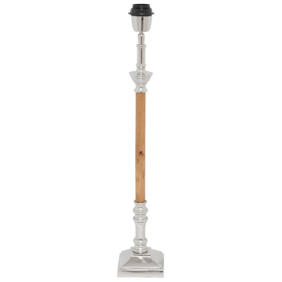 Fabrique de Styles Lampes À Poser*Pied lampe en aluminium et manguier h60cm argent - chaveny