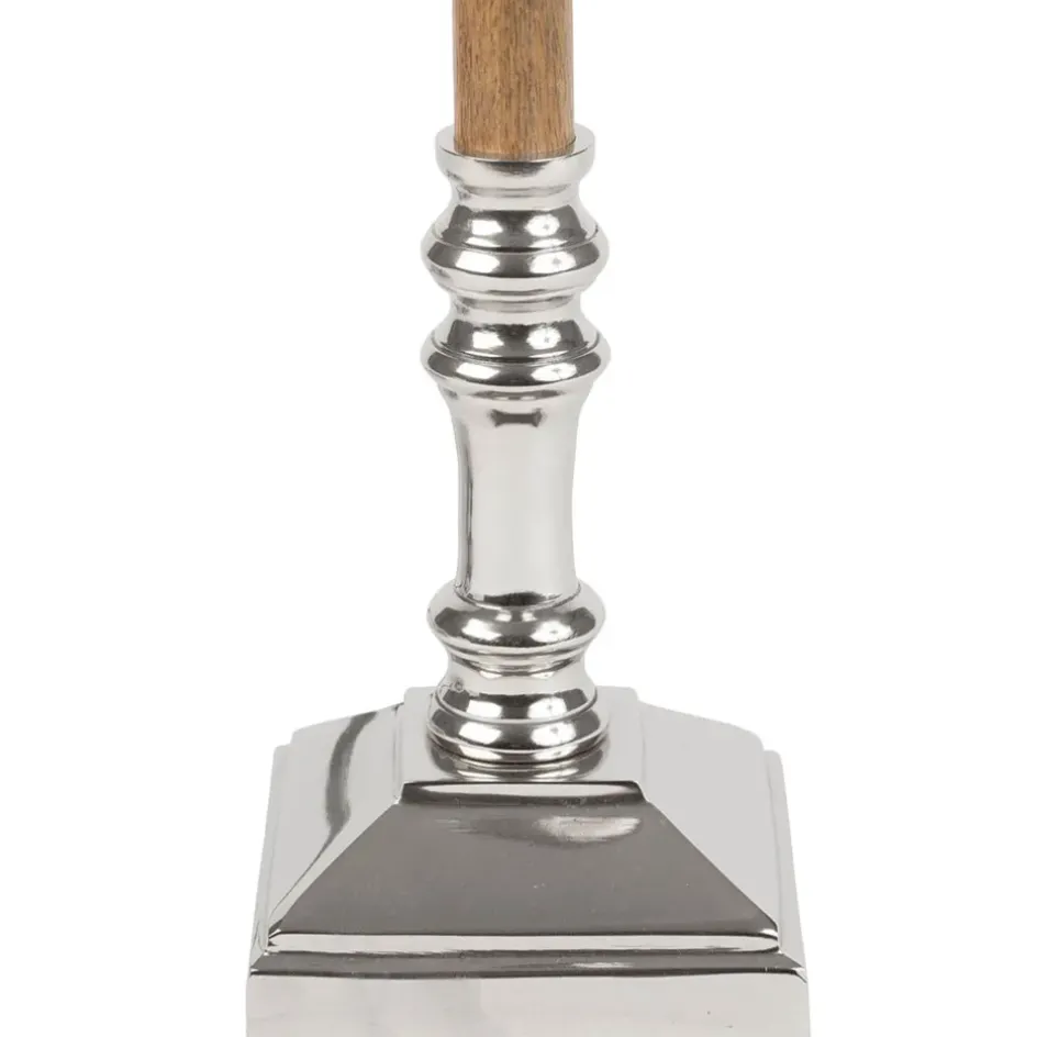 Fabrique de Styles Lampes À Poser*Pied lampe en aluminium et manguier h38cm argent - chaveny