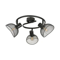 Fabrique de Styles Suspensions*Plafonnier 3 lumières en metal h18cm mat noir - iris