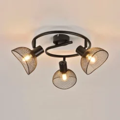 Fabrique de Styles Suspensions*Plafonnier 3 lumières en metal h18cm mat noir - iris