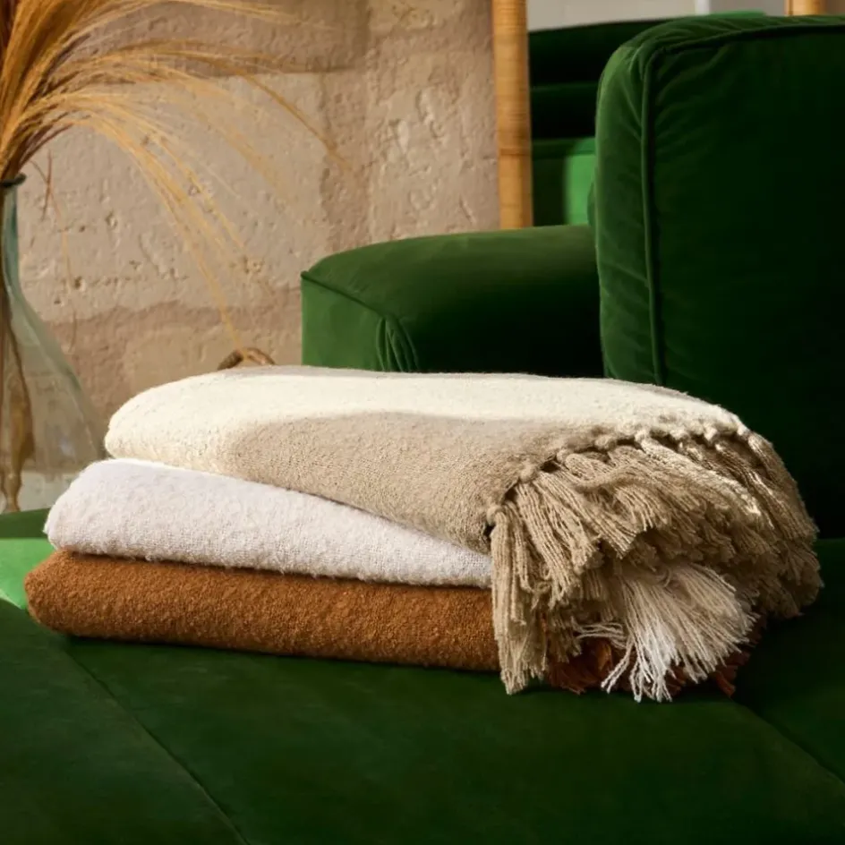 Fabrique de Styles Plaids*Plaid avec franges en tissu 150x130cm - Klosen