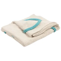 Fabrique de Styles Plaids*Plaid brodé "amore mio" en coton écru 170x130cm - Lumi