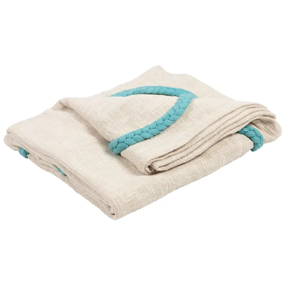 Fabrique de Styles Plaids*Plaid brodé "amore mio" en coton écru 170x130cm - Lumi