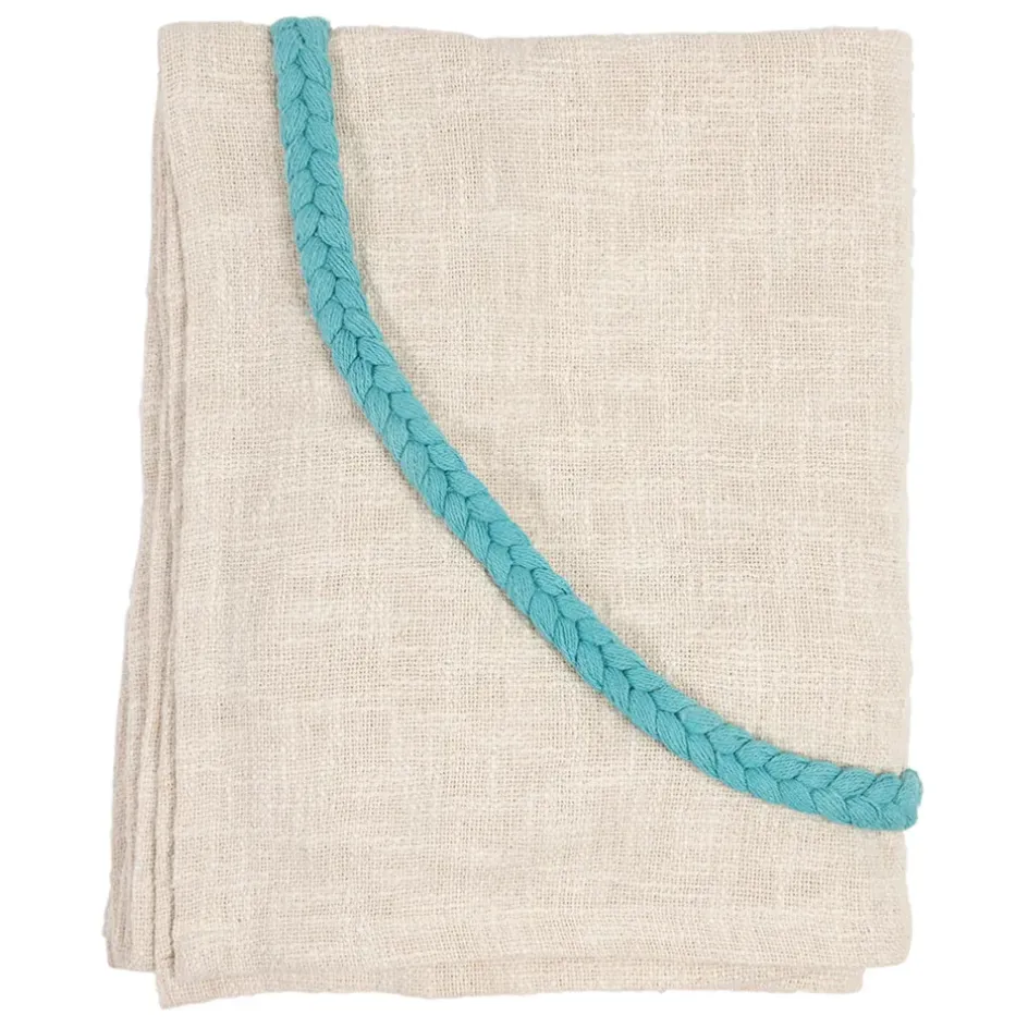 Fabrique de Styles Plaids*Plaid brodé "amore mio" en coton écru 170x130cm - Lumi