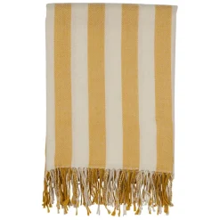 Fabrique de Styles Plaids*Plaid en tissu rayé jaune et écru 170x130cm - Medi