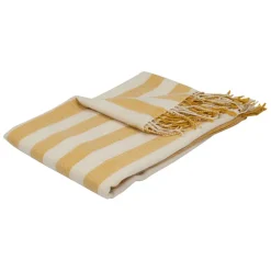 Fabrique de Styles Plaids*Plaid en tissu rayé jaune et écru 170x130cm - Medi