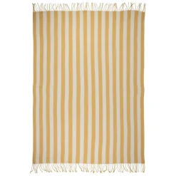 Fabrique de Styles Plaids*Plaid en tissu rayé jaune et écru 170x130cm - Medi