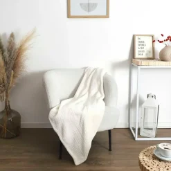 Fabrique de Styles Plaids*Plaid nid abeille crème 120x150cm