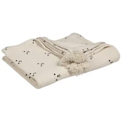 Enfant Fabrique de Styles Textiles*Plaid ours en coton ecru et beige 170x130cm - Songes