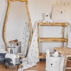 Enfant Fabrique de Styles Textiles*Plaid ours en coton ecru et beige 170x130cm - Songes