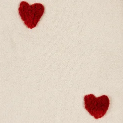 Fabrique de Styles Plaids*Plaid tufté en coton ecru et coeur rouge 170x130cm - Famille