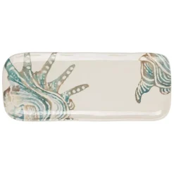 Fabrique de Styles Plats Et Saladiers*Plat à cake en faïence bleu et beige - Bord De Mer