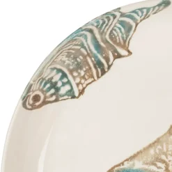 Fabrique de Styles Plats Et Saladiers*Plat creux en faïence bleu et beige - Bord De Mer