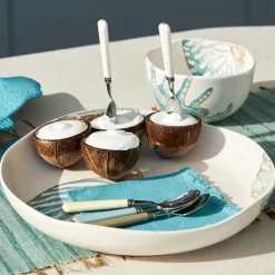 Fabrique de Styles Plats Et Saladiers*Plat creux en faïence bleu et beige - Bord De Mer