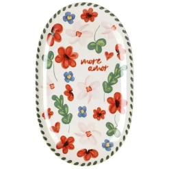 Fabrique de Styles Plats Et Saladiers*Plat ovale en grès fleur - Bellagio