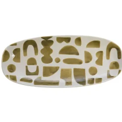 Fabrique de Styles Plats Et Saladiers*Plat ovale en grès et blanc - Ohana