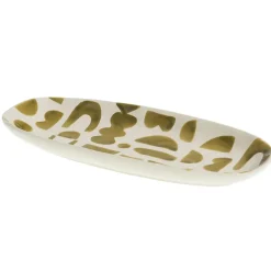 Fabrique de Styles Plats Et Saladiers*Plat ovale en grès et blanc - Ohana