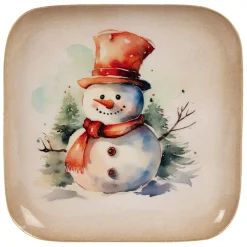 Fabrique de Styles Plateaux*Plateau bonhomme de neige en fer 16x16cm - Noel