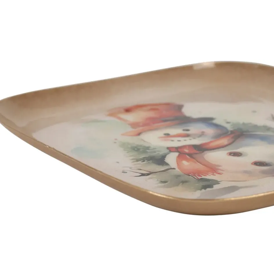 Fabrique de Styles Plateaux*Plateau bonhomme de neige en fer 16x16cm - Noel