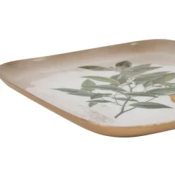 Fabrique de Styles Plateaux*Plateau citronnier en fer vert et jaune 16x16cm - Botanique