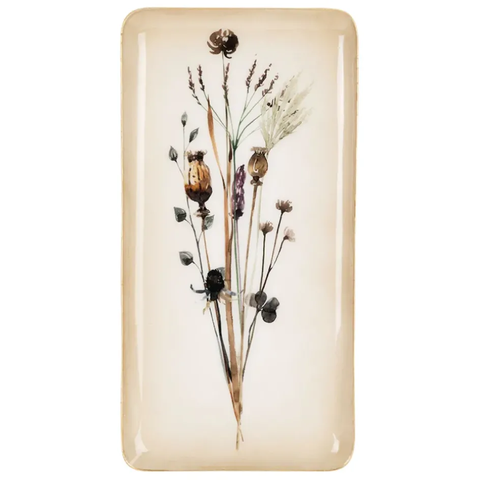 Fabrique de Styles Plateaux*Plateau fleur en fer 15.5x30.5cm - Floral