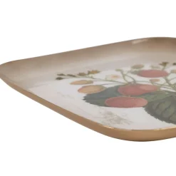 Fabrique de Styles Plateaux*Plateau fraisier en fer 16x16cm - Botanique
