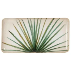 Fabrique de Styles Plateaux*Plateau rectangulaire en fer vert et doré 30.5x15.5cm en fer - palmier