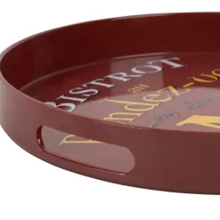 Fabrique de Styles Plateaux*Plateau rond rouge et jaune d33cm - Bistrot Des Amis