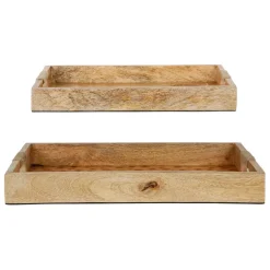 Fabrique de Styles Plateaux*Plateaux x2 en bois de manguier - sweet leaves