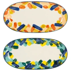 Fabrique de Styles Plats Et Saladiers*Plats ovales x2 en grès - belle vie