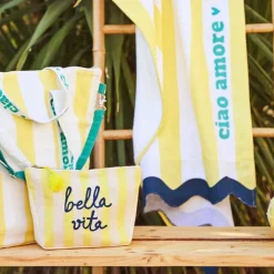 Fabrique de Styles Pochettes Et Housses*Pochette bordee Bella en coton jaune et bleu - Medi