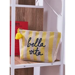 Fabrique de Styles Pochettes Et Housses*Pochette bordee Bella en coton jaune et bleu - Medi