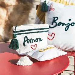 Fabrique de Styles Pochettes Et Housses*Pochette brodée amore 20x15cm en coton et polyester