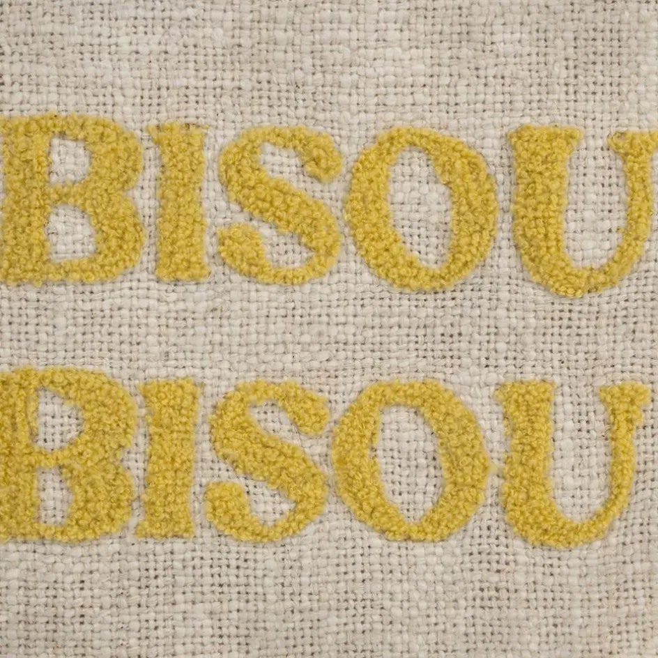 Fabrique de Styles Pochettes Et Housses*Pochette brodée bisou en coton jaune et bleu - Lumi