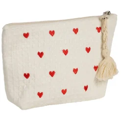 Fabrique de Styles Pochettes Et Housses*Pochette Coeur en coton écru et rouge - Famille