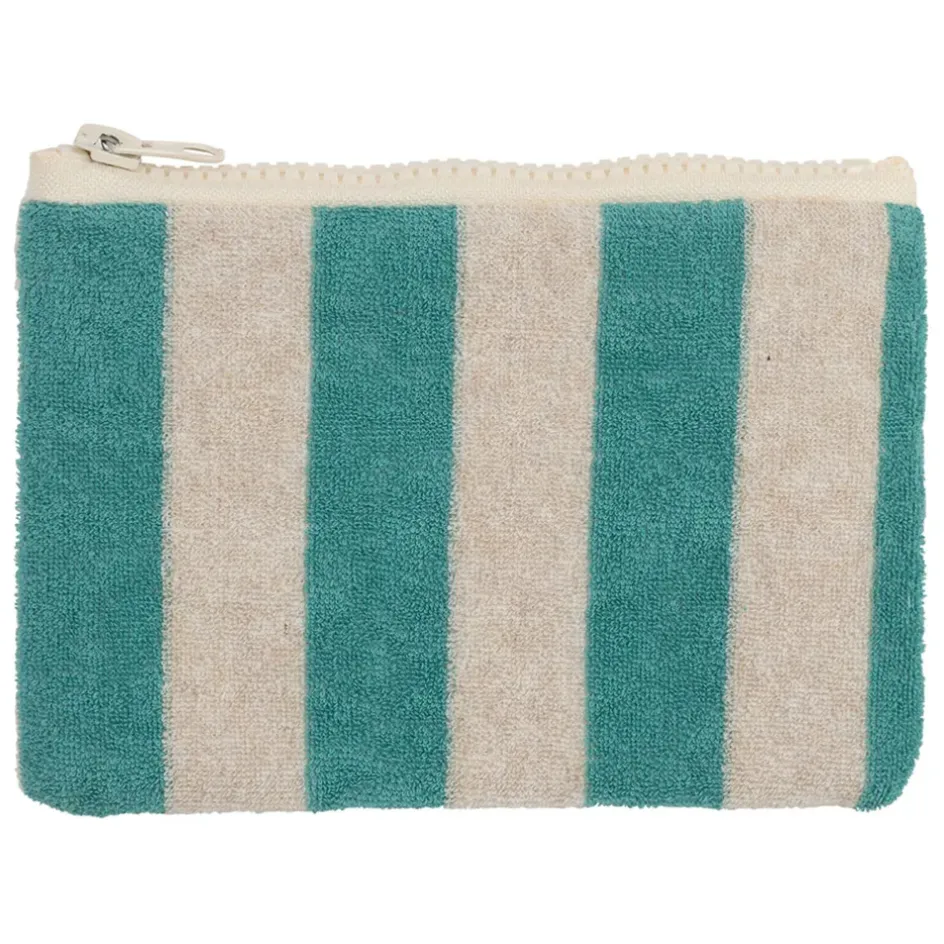 Fabrique de Styles Pochettes Et Housses*Pochette en coton rayée émeuraude et blanc - Palma