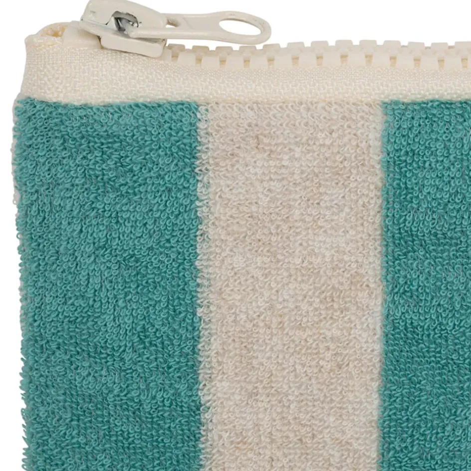 Fabrique de Styles Pochettes Et Housses*Pochette en coton rayée émeuraude et blanc - Palma