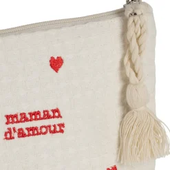 Fabrique de Styles Pochettes Et Housses*Pochette maman en coton écru et rouge - Famille