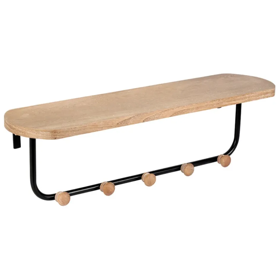 Fabrique de Styles Patères*Porte manteau avec étagère en fer noir et bois - Atelier