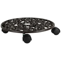 Fabrique de Styles Cache-pots Et Supports*Porte plante 4 roues en fonte d31.5cm - Rhodonea