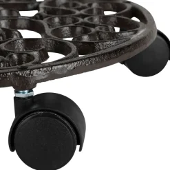 Fabrique de Styles Cache-pots Et Supports*Porte plante 4 roues en fonte d31.5cm - Rhodonea