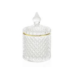 Fabrique de Styles Rangements Salle De Bain*Pot diamond en verre lissere dore d8.5xh14.5cm