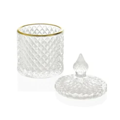 Fabrique de Styles Rangements Salle De Bain*Pot diamond en verre lissere dore d8.5xh14.5cm