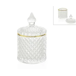 Fabrique de Styles Rangements Salle De Bain*Pot diamond en verre lissere dore d8.5xh14.5cm
