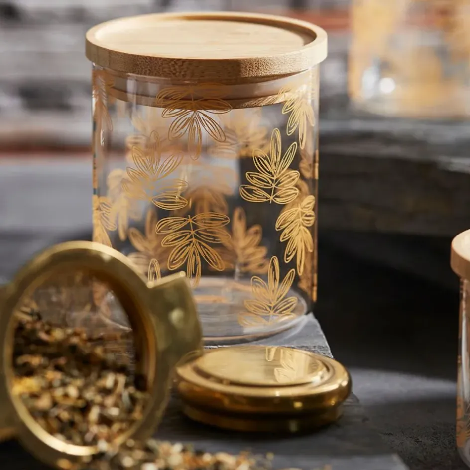 Fabrique de Styles Pots Et Bocaux*Pot Flaural en verre avec couvercle en bambou D9.5Xh11Cm (modèle moyen)