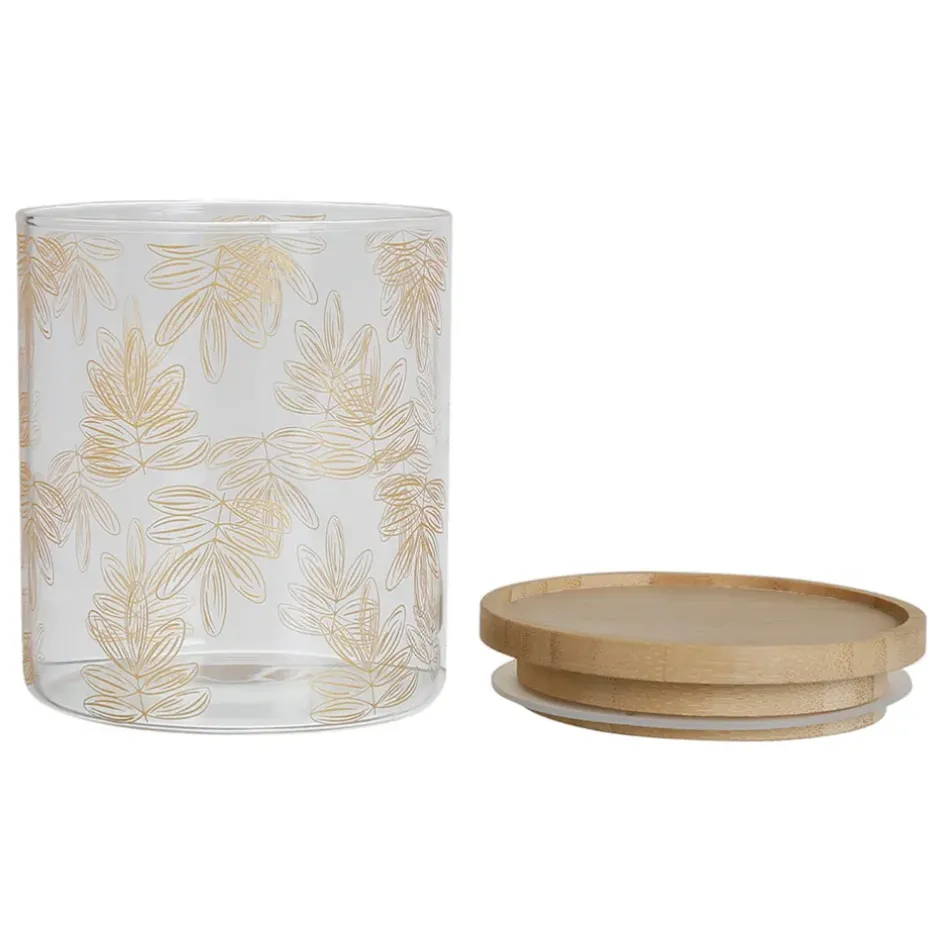 Fabrique de Styles Pots Et Bocaux*Pot Flaural en verre avec couvercle en bambou D9.5Xh11Cm (modèle moyen)
