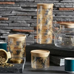 Fabrique de Styles Pots Et Bocaux*Pot Flaural en verre avec couvercle en bambou D9.5Xh21Cm (grand modèle)