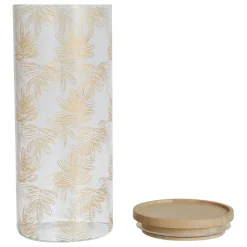 Fabrique de Styles Pots Et Bocaux*Pot Flaural en verre avec couvercle en bambou D9.5Xh21Cm (grand modèle)