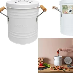 Fabrique de Styles Poubelles*Poubelle à compost en métal avec couvercle et poignées 5L