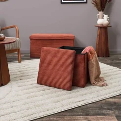 Fabrique de Styles Poufs Et Tabourets*Pouf coffre pliable en tissu côtelé - Scarlett